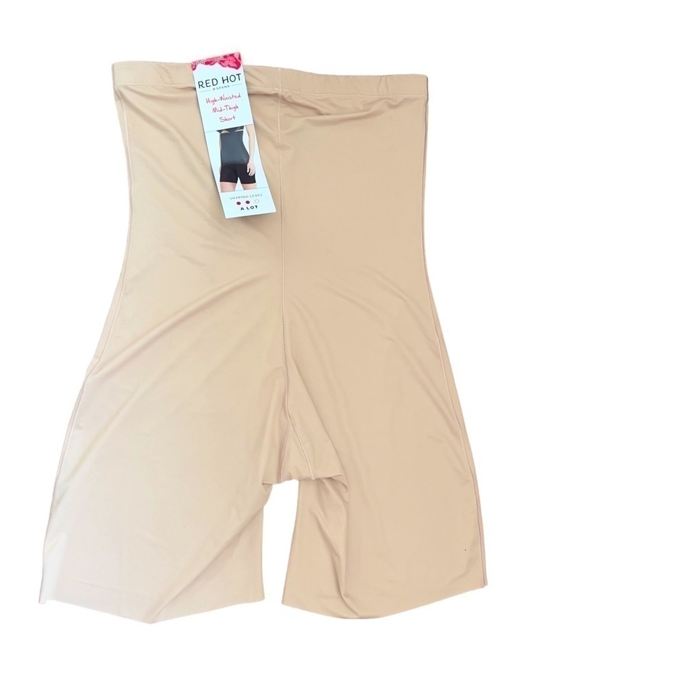 Spanx Women Red Hot Sz XL High Waisted Mid Thighs Short Shaping Level A lot NWT